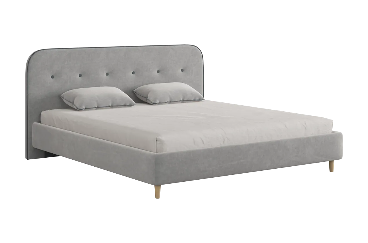 Кровать с основанием Лео 180х200 см галька (велюр)/графит (велюр) в Лангепасе - langepas.mebel-tymen.ru | фото