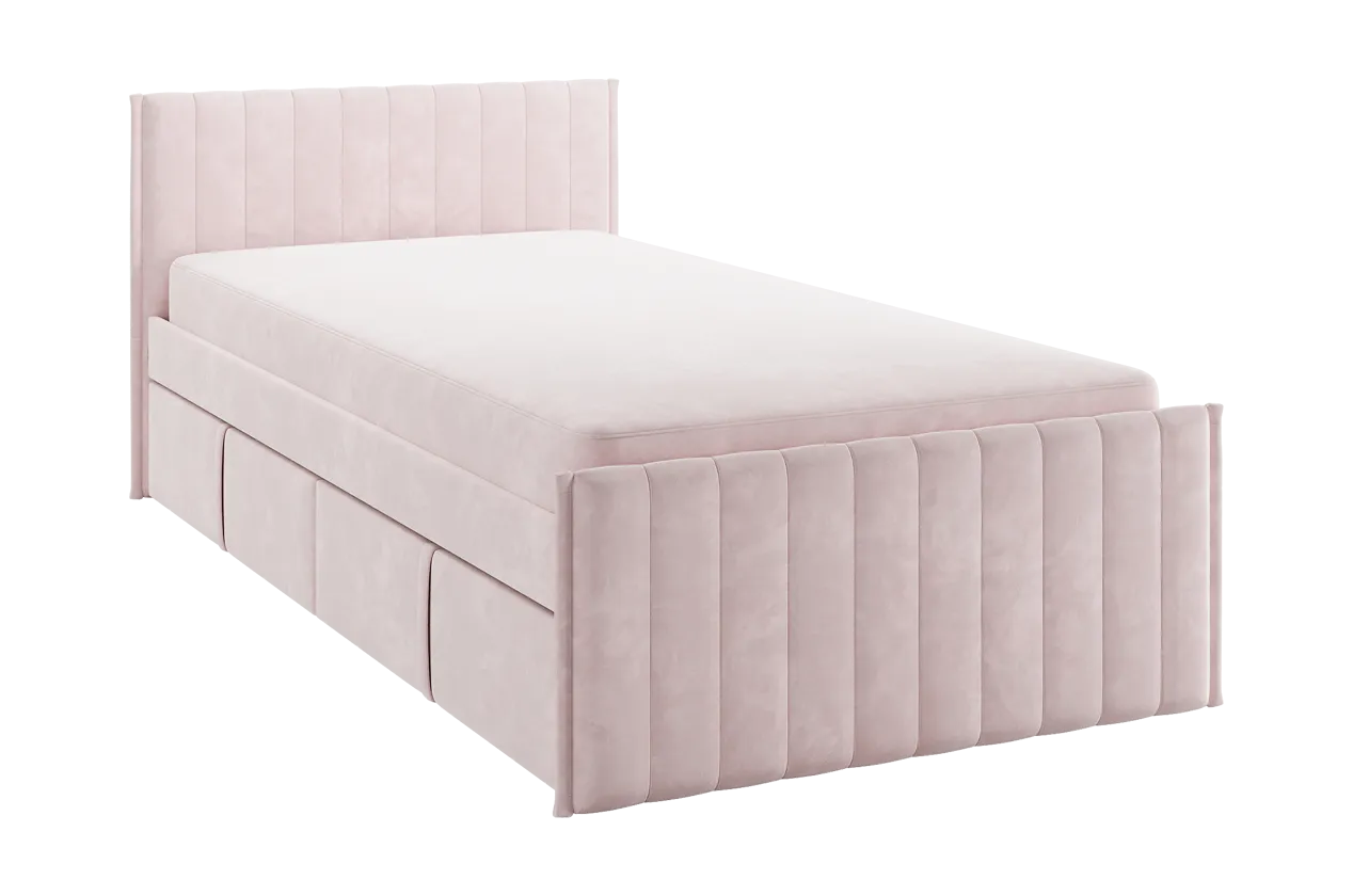 Кровать с ящиками Твикс 90х200 см нежно-розовый (велюр) в Лангепасе - langepas.mebel-tymen.ru | фото