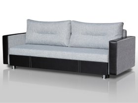 Диван Комфорт с прямыми подлокотниками грей/кожзам в Лангепасе - langepas.mebel-tymen.ru | фото