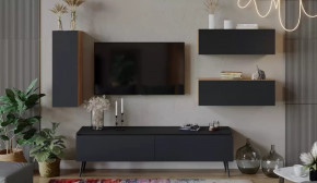 Гостиная «Глосс» №8 Яблоня Беллуно/Cтекло Графит матовый/Серый в Лангепасе - langepas.mebel-tymen.ru | фото