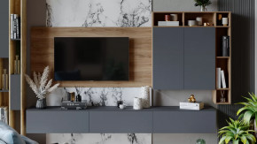 Гостиная «Порто» №6 Яблоня Беллуно, Графит софт в Лангепасе - langepas.mebel-tymen.ru | фото