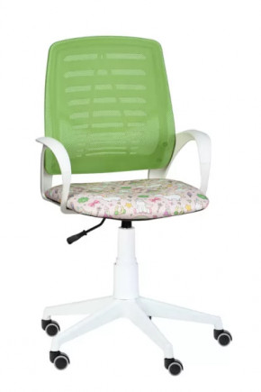 Кресло Ирис WHITE, сетка W (салатовая)/ткань Т54 (единорог) (подлокот.084) белая крестовина в Лангепасе - langepas.mebel-tymen.ru | фото