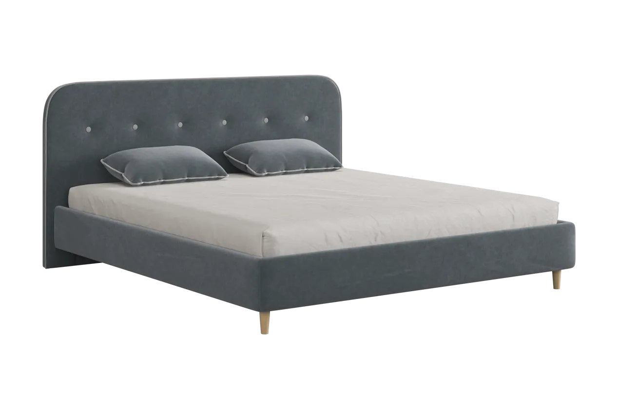 Кровать с основанием Лео 180х200 см графит (велюр)/галька (велюр) в Лангепасе - langepas.mebel-tymen.ru | фото