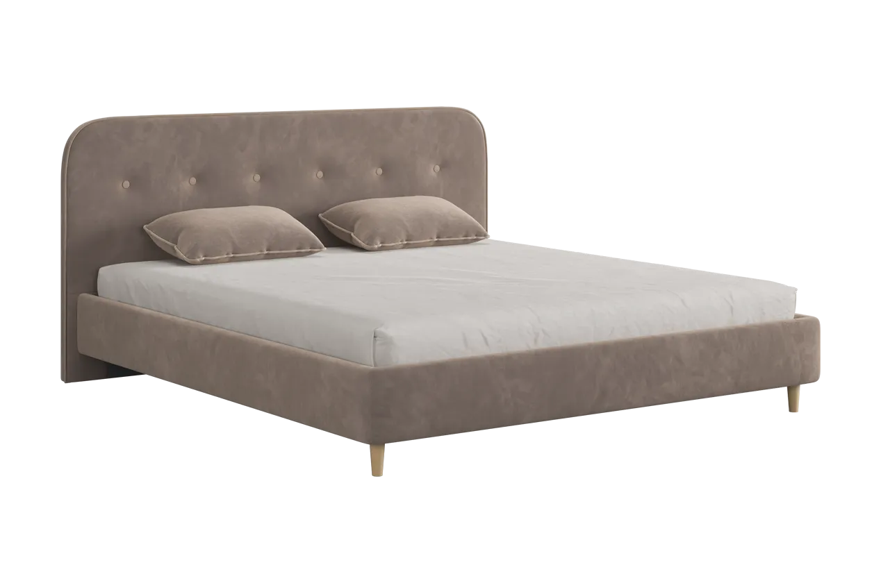 Кровать с основанием Лео 180х200 см латте (велюр)/капучино (велюр) в Лангепасе - langepas.mebel-tymen.ru | фото