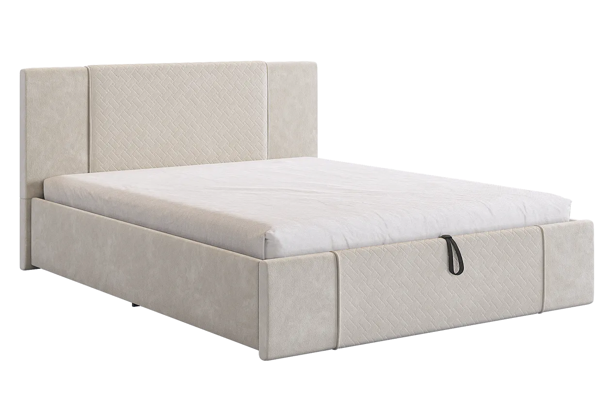 Кровать с подъемным механизмом Хлоя 160х200 см крем (велюр) в Лангепасе - langepas.mebel-tymen.ru | фото