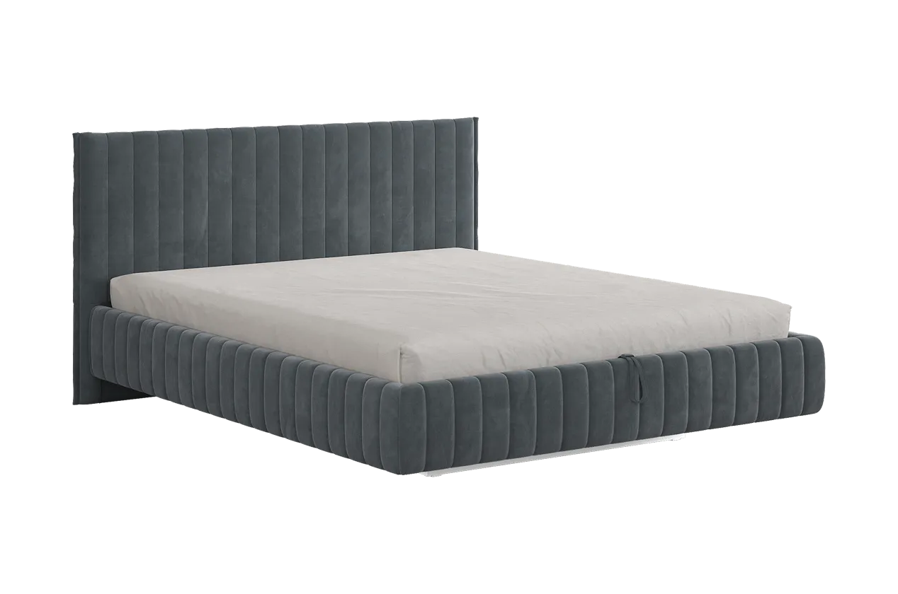 Кровать с подъемным механизмом Твикс 160х200 см графит (велюр) в Лангепасе - langepas.mebel-tymen.ru | фото