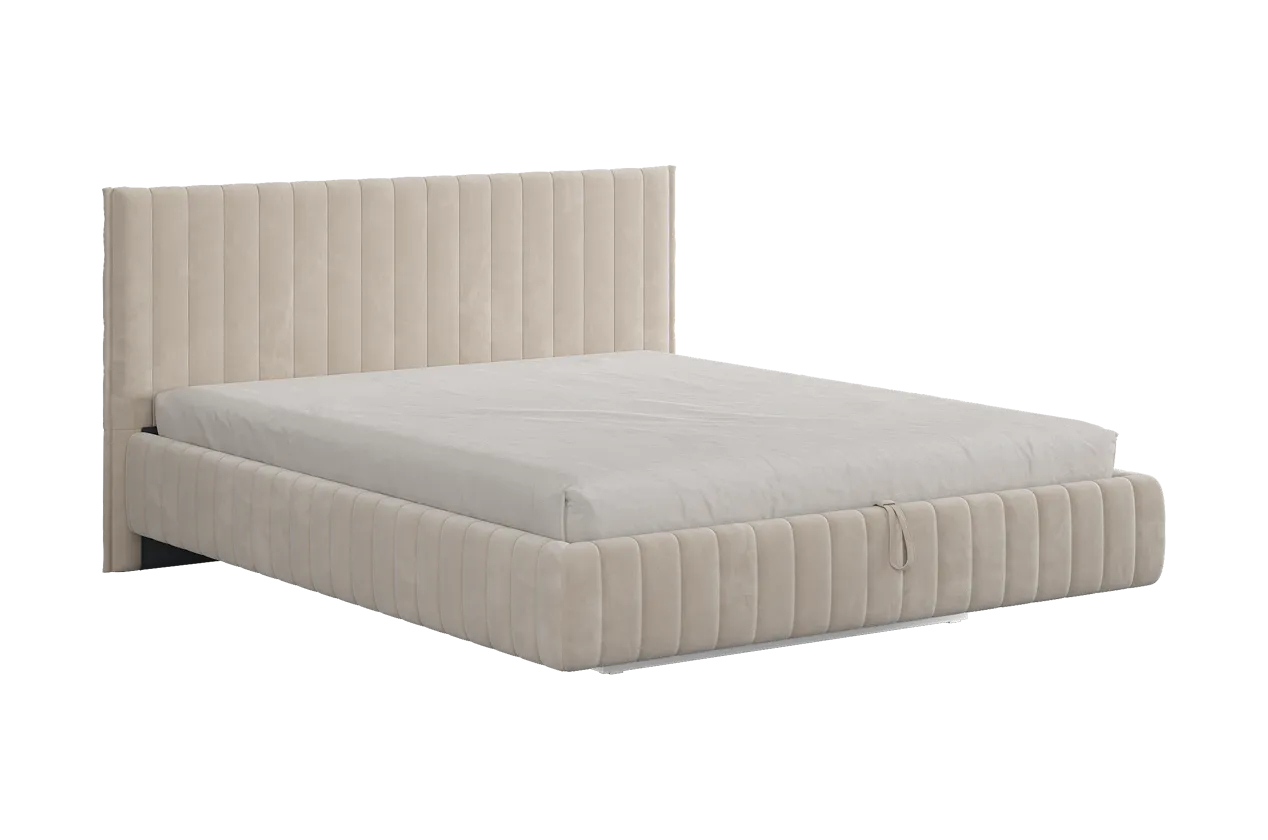 Кровать с подъемным механизмом Твикс 180х200 см крем (велюр) в Лангепасе - langepas.mebel-tymen.ru | фото