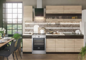 Кухонный гарнитур Маша 2,0 м венге/дуб сонома в Лангепасе - langepas.mebel-tymen.ru | фото