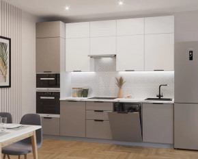 Кухонный прямой гарнитур арт.5, 3000 мм, Обсидиан/Тальк в Лангепасе - langepas.mebel-tymen.ru | фото