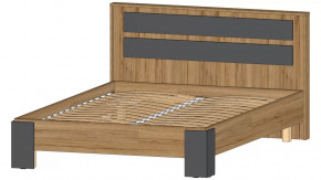 Ленора Кровать 1400 Дуб вотан/Графит в Лангепасе - langepas.mebel-tymen.ru | фото