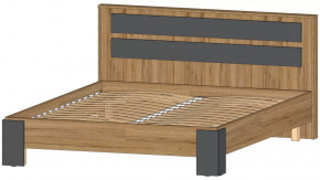 Ленора Кровать 1600 Дуб вотан/Графит в Лангепасе - langepas.mebel-tymen.ru | фото