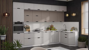 Модульная кухня «Гренада» Белый, Холст латте, Холст мокко в Лангепасе - langepas.mebel-tymen.ru | фото