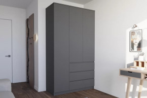 МОРИ МШ1200.1 Шкаф с 3мя дв и 3мя ящ. (ш1204*г504*в2100мм), ЛДСП графит (МП) в Лангепасе - langepas.mebel-tymen.ru | фото