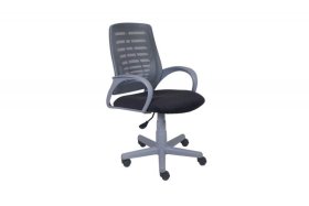 Кресло Ирис пластик серый-сетка серая/ткань NEO-26 (флок) серая (подл.пластик серый)/осн.пластик серый в Лангепасе - langepas.mebel-tymen.ru | фото