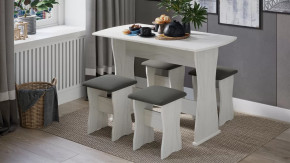 Обеденная группа тип 1 Дуб крафт белый/Велюр серый в Лангепасе - langepas.mebel-tymen.ru | фото