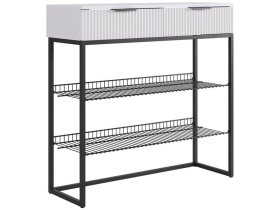 Обувница Классная 1 белое дерево/белый матовый/черный муар в Лангепасе - langepas.mebel-tymen.ru | фото