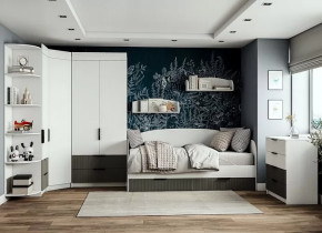 Подростковая Лавис, набор №БГС-1, белый/графит софт, белый софт в Лангепасе - langepas.mebel-tymen.ru | фото