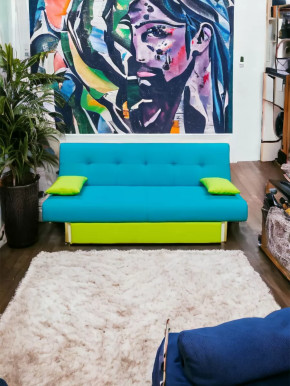 Прямой диван манго 4 Нео Азуре/Подушки Салат в Лангепасе - langepas.mebel-tymen.ru | фото