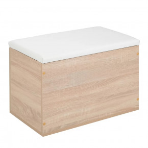 Пуф "Герда" 600*355*432 мм Дуб сонома/белый кожзам в Лангепасе - langepas.mebel-tymen.ru | фото