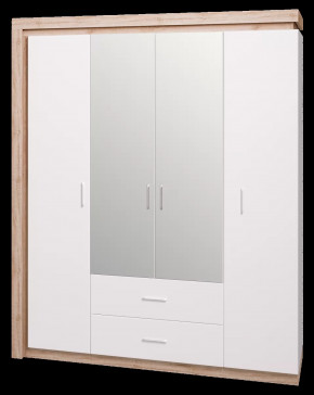Шкаф для одежды с ящиками 4-х дверный с зеркалом «Люмен» №16 в Лангепасе - langepas.mebel-tymen.ru | фото