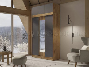 Шкаф с антресолью Басямиф, графит/дуб крафт в Лангепасе - langepas.mebel-tymen.ru | фото