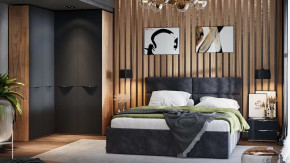 Спальный гарнитур «Глосс» №9 Яблоня Беллуно, Стекло Графит матовый в Лангепасе - langepas.mebel-tymen.ru | фото