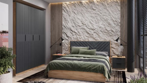 Спальный гарнитур «Хилтон» №2 Дуб Крафт золотой, Графит матовый в Лангепасе - langepas.mebel-tymen.ru | фото