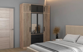 Спальный гарнитур Вегас (ЛДСП Дуб золотой / ЛДСП Черный) в Лангепасе - langepas.mebel-tymen.ru | фото