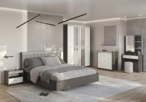 СТЕФАНИ Спальня №1, ЛДСП Графит-МДФ Серый софт/ЛДСП Рамух белый в Лангепасе - langepas.mebel-tymen.ru | фото