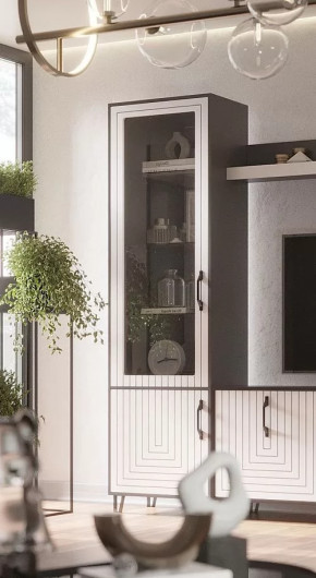 Стеклопенал Квадро М-1 серый графит/софт вайт в Лангепасе - langepas.mebel-tymen.ru | фото