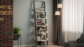 Стеллаж тип 15 Дуб крафт белый, Графит Серый в Лангепасе - langepas.mebel-tymen.ru | фото