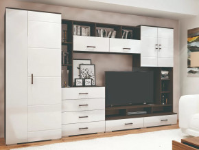 Стенка Коста МДФ Венге-белый глянец в Лангепасе - langepas.mebel-tymen.ru | фото