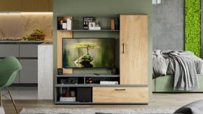 Стенка «Сиена» Графит Серый, Дуб Крафт золотой в Лангепасе - langepas.mebel-tymen.ru | фото