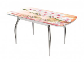 Стол Бостон-3 раздвижной, фотопечать Орхидея на воде/белый/хром триумф в Лангепасе - langepas.mebel-tymen.ru | фото