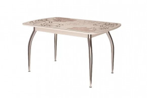 Стол Бостон-3 раздвижной, ваниль, фотопечать/хром триумф в Лангепасе - langepas.mebel-tymen.ru | фото