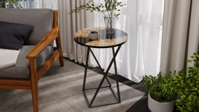 Стол журнальный ДП 1-03-05 исп. 2 Черный, Стекло с рисунком Слэб черный в Лангепасе - langepas.mebel-tymen.ru | фото