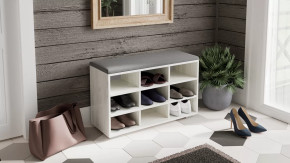 Тумба для обуви Тип 10 Дуб крафт белый, Велюр Графит в Лангепасе - langepas.mebel-tymen.ru | фото